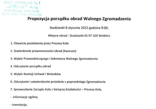 Read more about the article Walne zgromadzenie członków KŁ. „BIELIK” 8 stycznia 2022r.