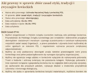 Read more about the article Akt prawny w sprawie zbiór zasad etyki, tradycji i<br>zwyczajów łowieckich